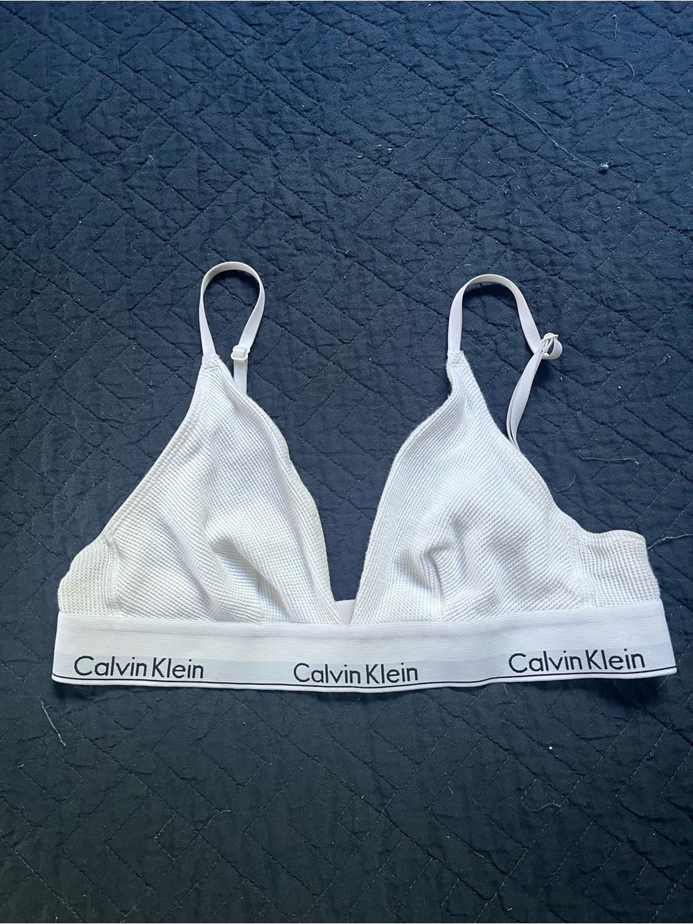 Calvin Klein White Ribbed Triangle Bralette